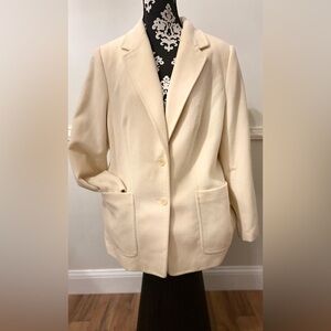 Kate Hill Cashmere Woolrich Blend 2 Button Cream Women's Jacket /Blazer Size:16W